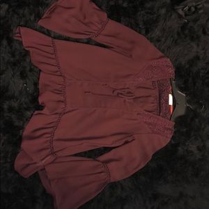 Altar’d State Maroon top with bell sleeves size M